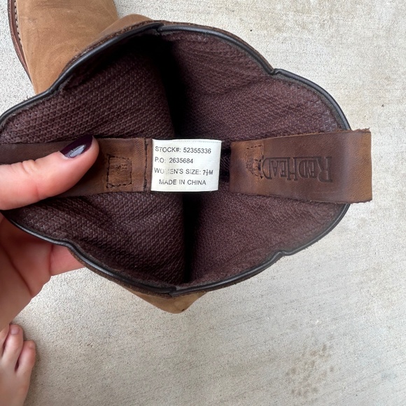 Redhead Western Boots Cowgirl Cowboy Genuine Real Leather Brown Tan 7.5 - Picture 6 of 10